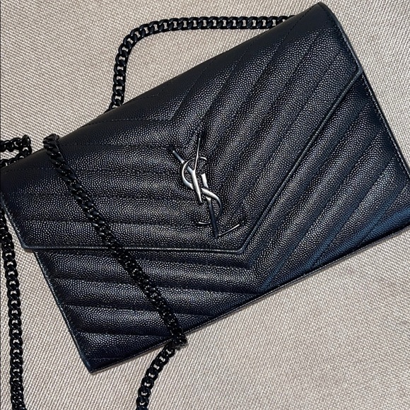 Yves Saint Laurent Handbags - YSL BLACK WALLET BAG (LARGE) Monogramme Grain